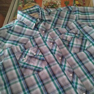 Wrangler Western Cowboy Snap Short Sleeve Shirt Size Large